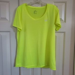 Nike Women's Dri-Fit Short Sleeve Top - Neon Yellow